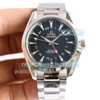 OE 1:1 Omega Seamaster Aqua Terra 150M Co-Axial Chronometer GMT 43mm SS Black Dial